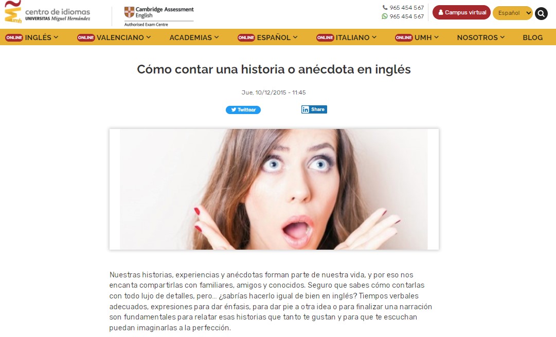 Contenidos blog aprender y enseñar idiomas. Centro de Idiomas UMH